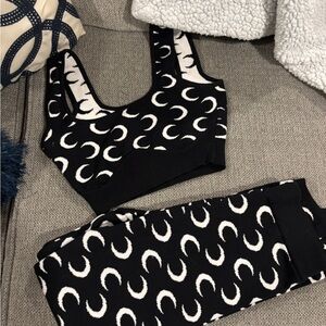 Black and White Crescent Moon Patterned Set